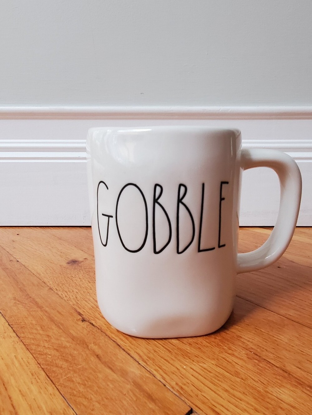 Rae Dunn White Gobble Ceramic Thanksgiving Mug